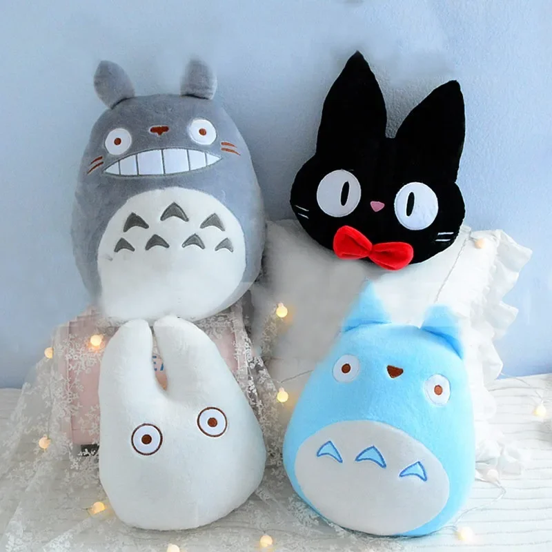 AliExpress - Coussin de sommeil en peluche Anime Totoro, jouet en peluche doux, personnage Totoro bleu et blanc, chat sorcière noir JiJi, coussin 