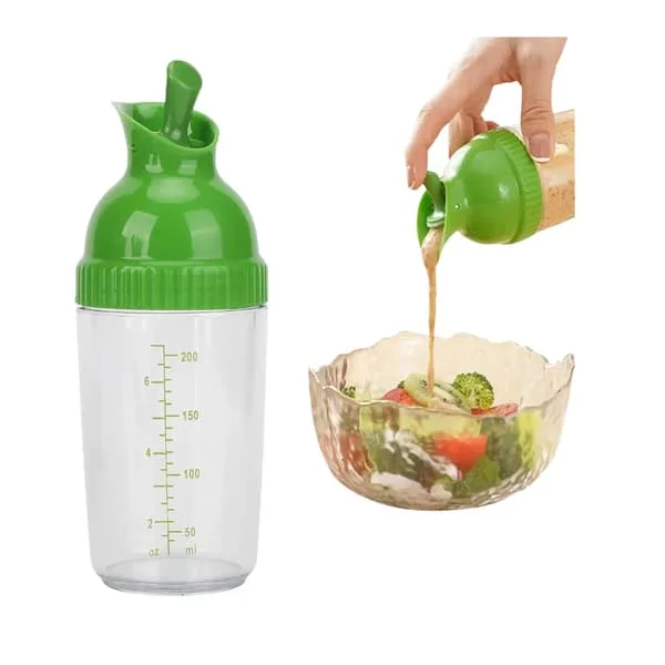 Kitchen Spice Bottle Leak-Proof Seal Salad Dressing Spice Bottle, Salad Dressing Mixer, Blender, Drip-Free, Soft Handle, BPA-Free Green