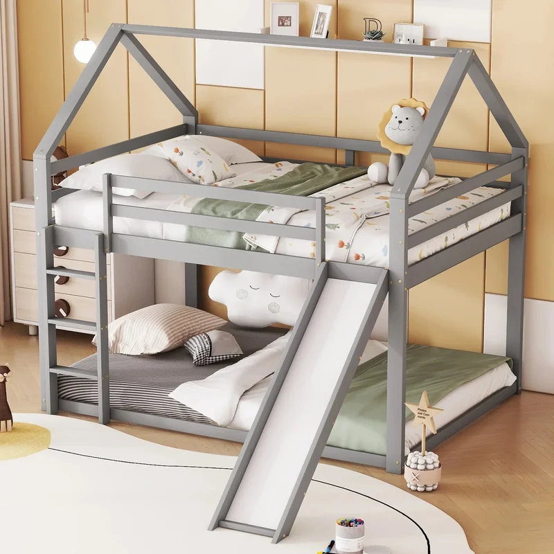 AliExpress - Children'S Bunk Bed 140x200cm Children'S Bed With Slide And Stairs Bunk Bed House Bed Made Of Solid Pine Wood Without Mattress