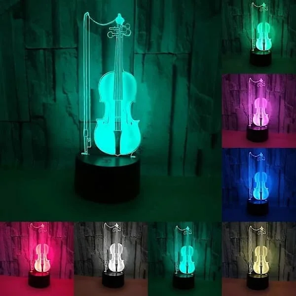 Cello 3D LED Visual Night Light 7 Colorful Changing Home Office Decoration Lamp Creative Bedroom Lighting Musician Gifts Birthday Christmas Gifts
