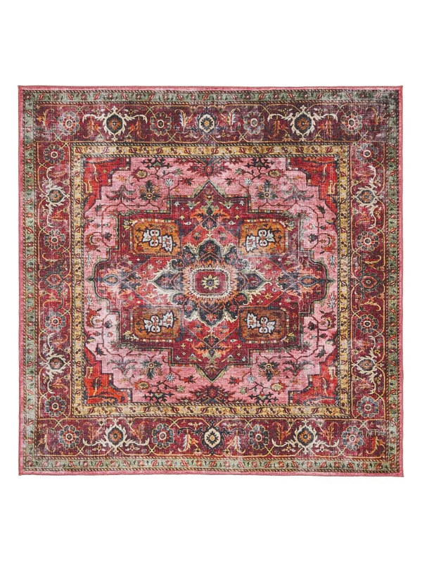 Lavable Grande Georgia Oriental Alfombra - Rojo/Rosa 240X240 Algodón, En Estilo Clásico