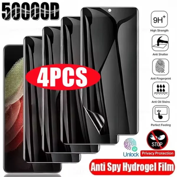 [KK] 4-pack Anti-Spy Hydrogel Film for Samsung S25 S23 S22 S24 Ultra S20 FE Galaxy Note 20 10 S8 S9 S10 Plus Privacy Screen Protector Galaxy S20 Plus