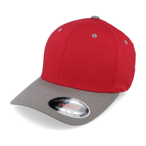 Flexfit - Rød flexfit Kasket - Red/Grey Stretch Fit @ Hatstore