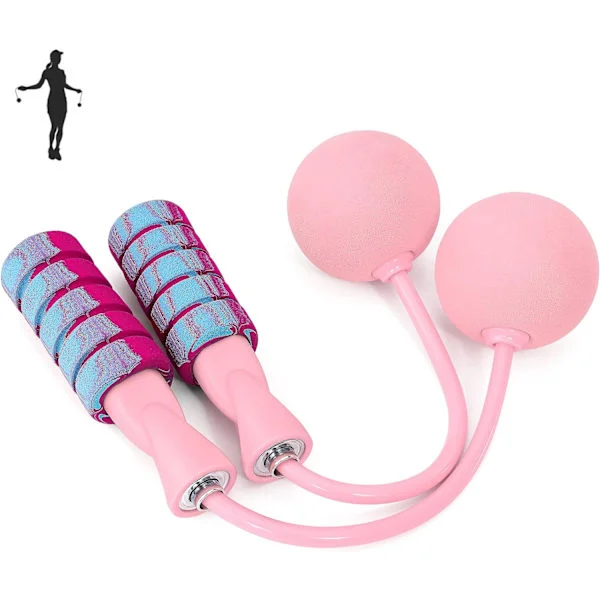 Jump Rope, Cordless Jump Rope for Fitness, Adjustable Weighted Cordless Jump Rope for Men and Women - Pink+Blue