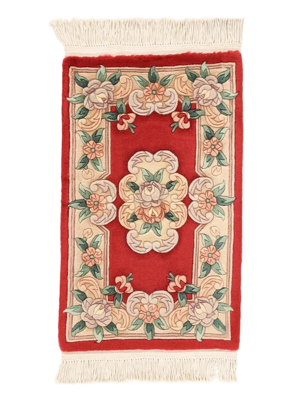 Tapis D'orient Chinois 90 Line 52X86 Beige/Rouge Foncé (Laine, )
