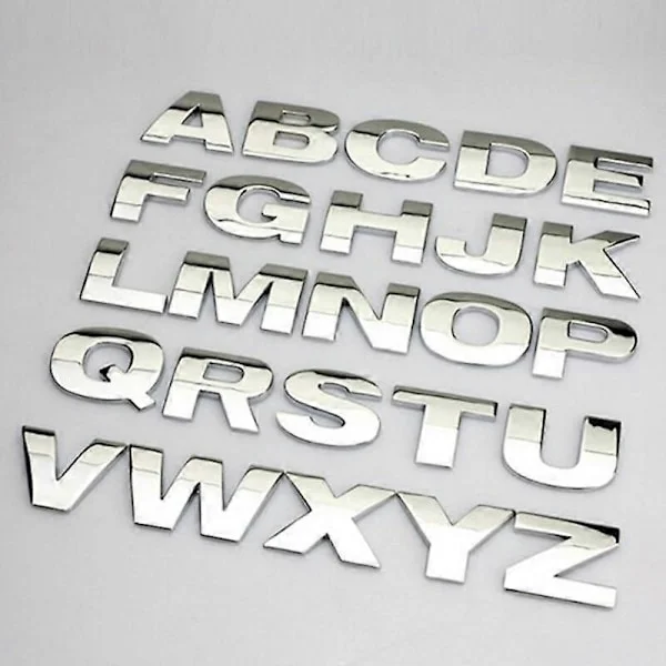 3D Metal Alfabet Sølv Badge Krom Sølv Bogstaver Tal Logo Bil Klistermærker Biler Klistermærker-0number-Perfet
