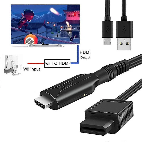 Hd Wii till HDMI-adapter med USB-kabel Höghastighets Spelkonverteringskabel