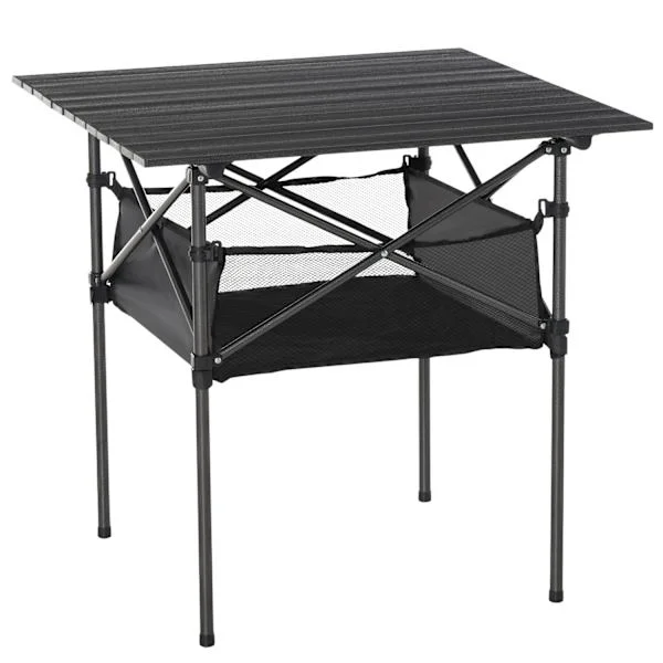 Campingbord Fällbart Aluminium Fällbart Bord Lättviktsbärbart Med Nätväska Svart 70X70X69Cm