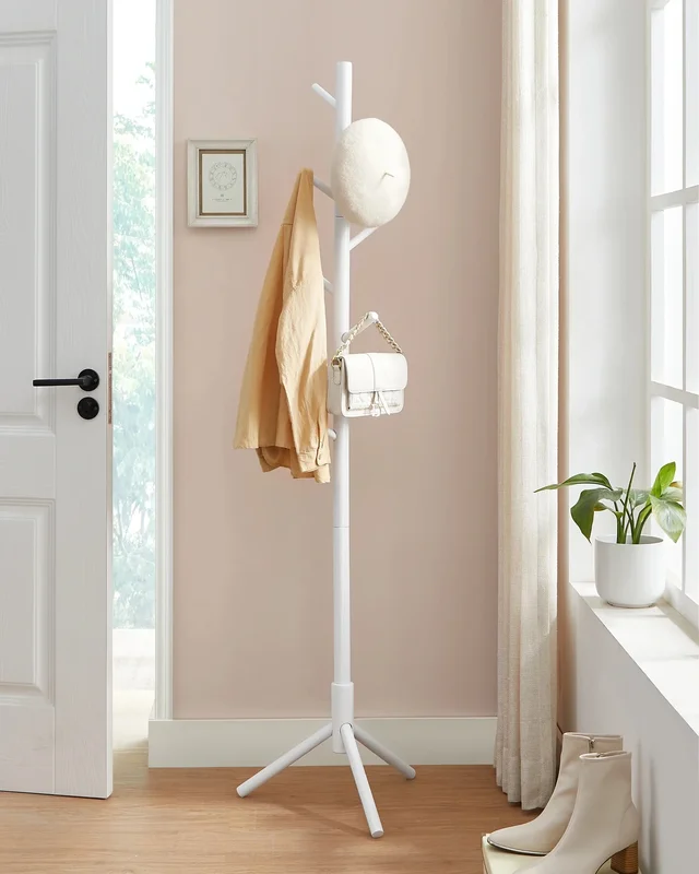 AliExpress - VASAGLE Garderobenständer, freistehender Kleiderständer, Garderobe aus Massivholz, in Baumform, mit 8 Haken, für Kleidung, Hüte