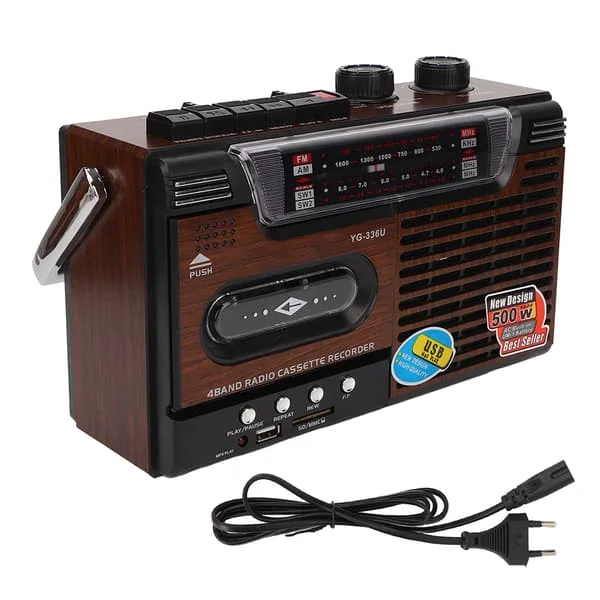 Kassettbandspelare AM FM-radio Stark Signal Ljudlös Stöd för Minneskort och USB Bärbar Kassettbandspelare Recorder EU-kontakt 220V