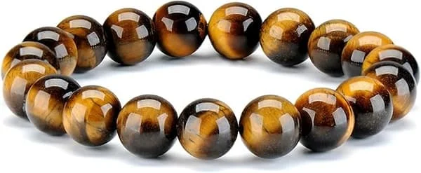 10 mm naturligt tigerøje armbånd, ædelstenperle, helbredende krystal, elastisk armbånd til kvinder og mænd