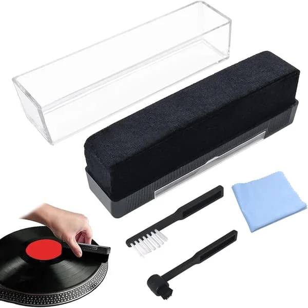1 stk Vinylplatebørste, Antistatisk Vinylplatebørste med Fløyelspute, Stylusrengjøringsbørste for Rengjøring og