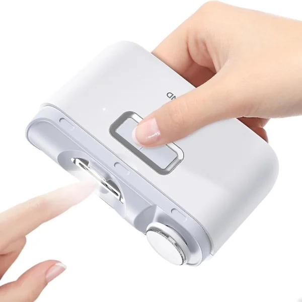 Elektrisk neglklipper Automatisk neglklipper og polermaskin 2 i 1 Ledningsfri oppladbar fingerneglklipper med LED-lys Sikker fingernegltrimmer