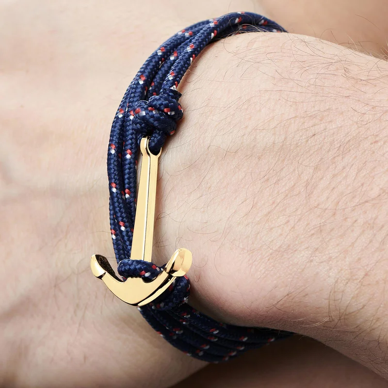 Blue & Gold-Tone Anchor Bracelet for Men - Anchor Bracelets