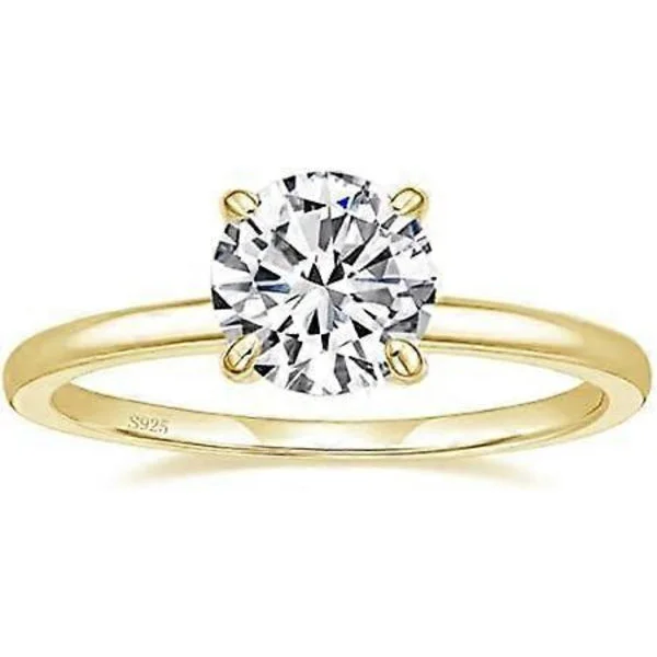 1.5CT 925 Sterlingsølv Forlovelsesringe Rundt Slib Solitaire Cubic Zirconia CZ Bryllupsløfteringe til Hende Bryllupsbånd til Kvinder Størrelse 3-11