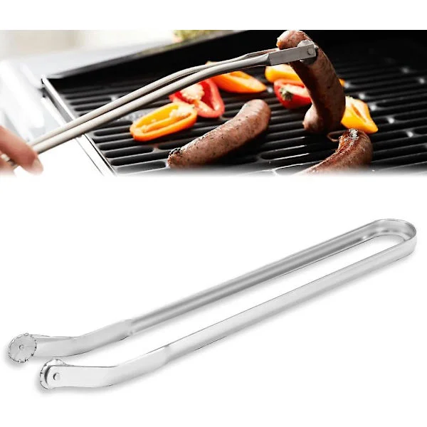 BBQ Pølseomdreiningstang, BBQ Pølseomdreiningstang for Matlaging, Rustfritt Stål Kjøkken Tang, Lang Håndtak Kjøkken Tang for Matlaging (FMY)