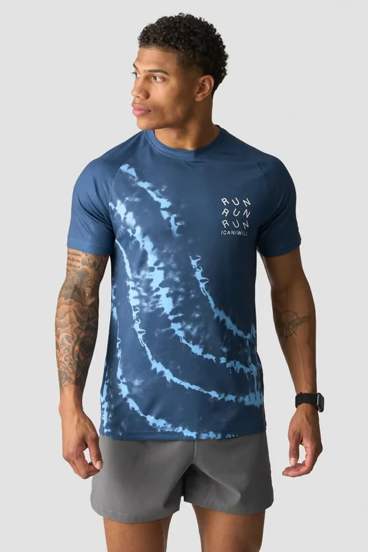 ICANIWILL - Mirage Mesh Raglan T-Shirt Tie Dye Blue Navy - Herre - ICIW