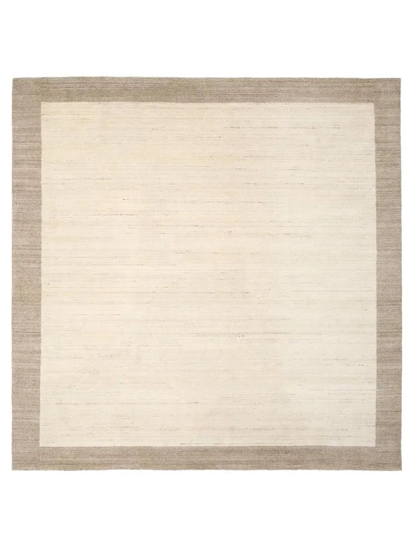 Handloom Frame 300X300 Large Natural White/Beige Plain (Single Colored) Square Wool Rug