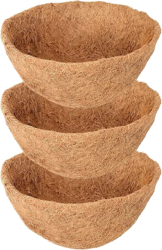 3-pack 14 tums hängkorg kokosfoder ersättning, 100% naturliga runda kokosfiber planteringskorgfoder för hängkorg