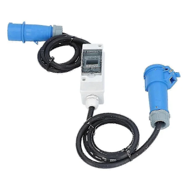 AC 220V 16A 3-stifts CEE-uttag med LCD Digital Mätare Digital Elmätare för Husbil Elbil