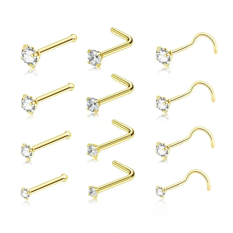AliExpress - 5 Pcs En Acier Inoxydable Anneau De Nez Stud pour Femmes Fille Narine Piercings Anneaux Cristal Corps Piering Bijoux 1.5 2.0 2.5 3.0mm 