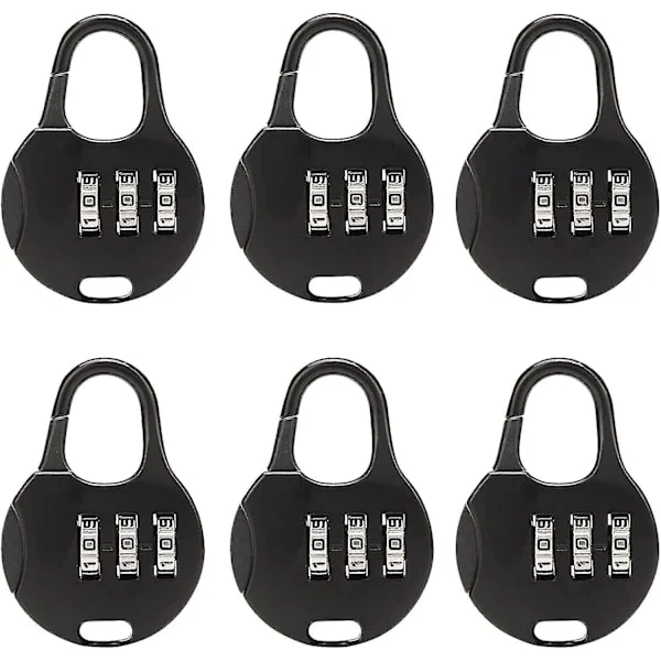 6-digit mini combination lock, 3-digit mini combination padlock, resettable mini combination padlock, for suitcases, lockers, stationery Locke