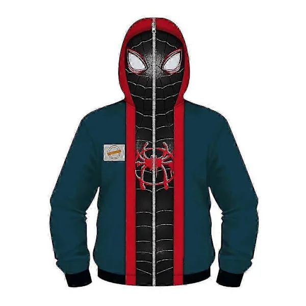Spider-man: Across The Spider-verse Miles Morales hettegensere jakke Spiderman Into The Spider Kids kåpe gutter jenter hettegensere yttertøy