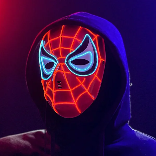 Spider Man Halloween Maske Lysende Maske, Skræmmende Halloween Kostume Tilbehør til Drenge, Cosplay Halloween Kostume Maskerade Fest Karneval, Gaver