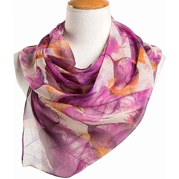 Sjal for kvinner Lett Sjal Elegant Blomstermønster Gjennomsiktig Sjal Sjal Wraps, lilla