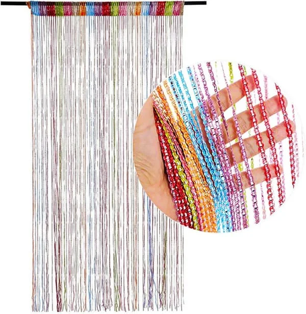 with - crystal beads - tassels - Wardrobe curtain - Dining room - room divider - Fly curtain - 90 - 200 - cm - String curtain - Red