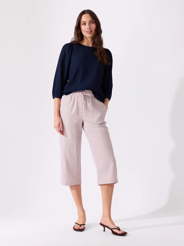MATCH - Mary capri - Va Vite - Str. 34 - Dame - Bukser & Jeans - Beige - 55% lin, 45% viskose