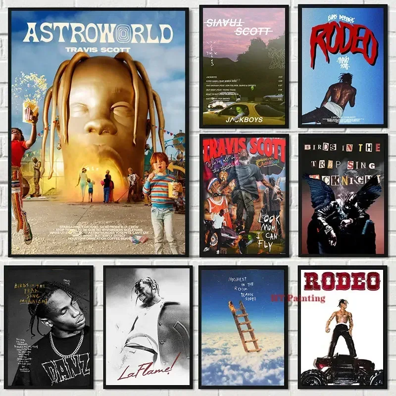AliExpress - Hip Hop Zanger Rapper Travis Scott Astroworld/Jackboys Muziek Album Cover Poster Canvas Schilderij Muur Foto Thuis Dorm Decor