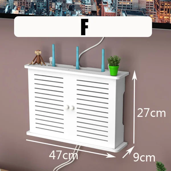 Stor trådlös Wifi Router Hylla Förvaringsboxar Cable Power Plus
