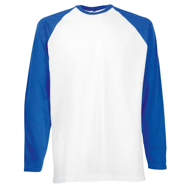 Fruit Of The Loom Herr Långärmad Baseball T-Shirt S Vit/Royal