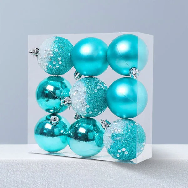 XIUH Julrea! 9 st Blå Julgransprydnader Set med Krokar, Kompatibel med Juldekoration[HK]