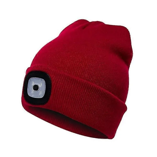 Pipo valolla Unisex USB-ladattava pipo valolla otsalamppu pipo punainen punainen