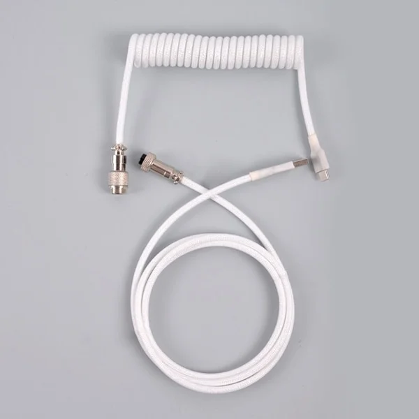 Mekaniskt tangentbord spiral kabel USB tangentbordskabel VIT