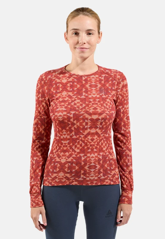 Odlo Active Warm Graphic Superundertøy overdel for dame, XS, rød