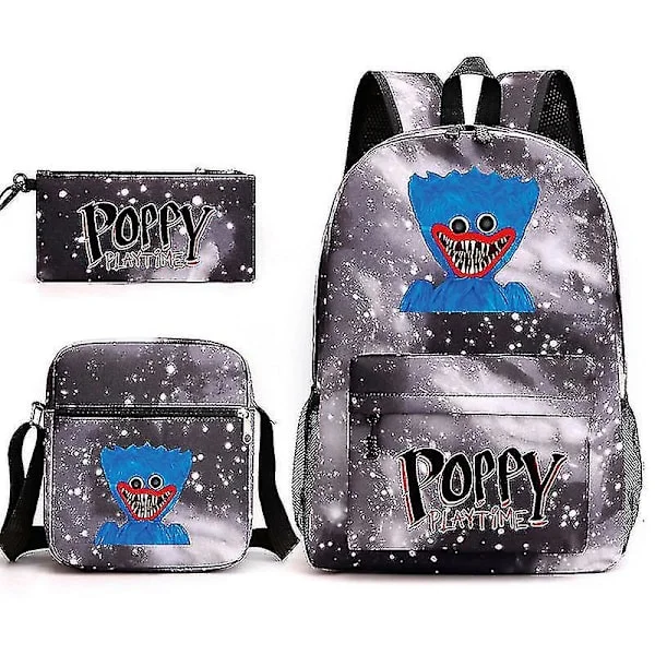 Poppy Playtime Skoletaske Pølsemonster Dukke Huggy Wuggy Skoleartikler Tre-delt Skoletaske Skuldertaske Penalhus Skolegave Skoleartikler