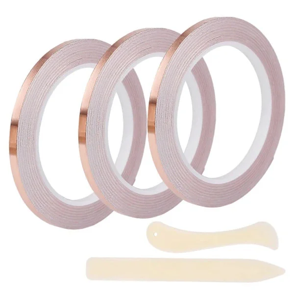 Kobber Snegle Folie Tape Kit, 7/36 " x 197ft 3 Ruller Metall Selvklebende Ledende Snegle