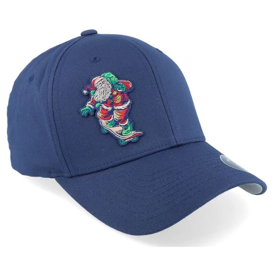 Ho-Ho-Hats - Ble flexfit Czapka Z Daszkiem - Santa Skate Christmas Xmas Navy Stretch Fit - Iconic @ Hatstore