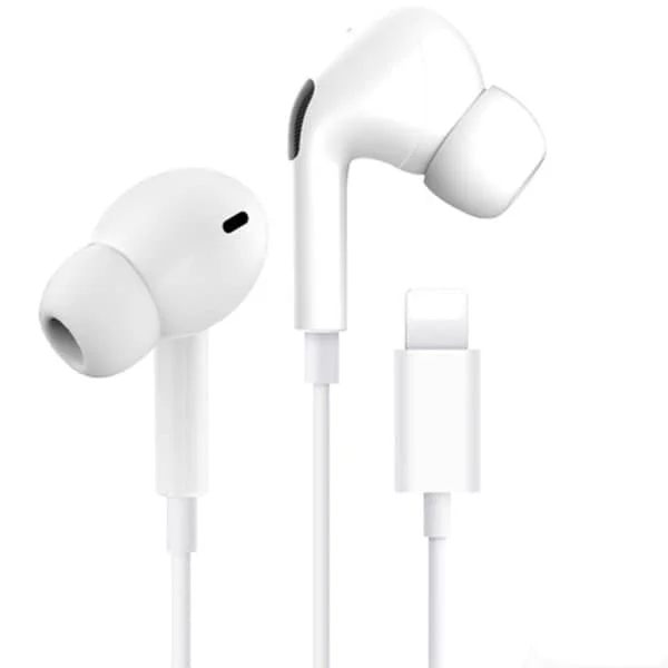 iPhone trådbundna hörlurar Lightning-kontakt, in-ear-hörlurar med mikrofon, Bluetooth-kompatibla, vita