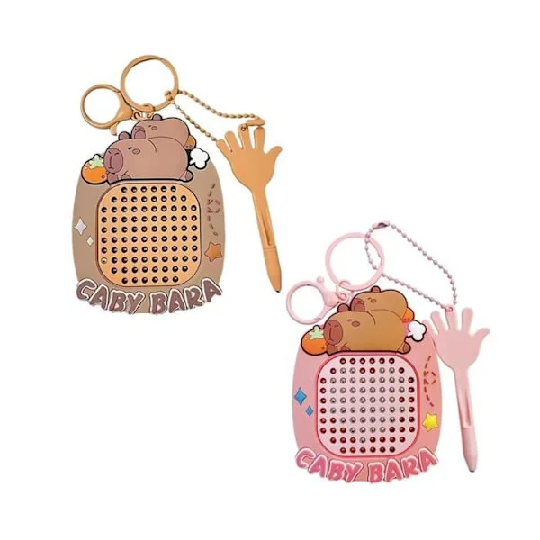 2 st nyckelringleksaker, sensorisk leksak med magnetisk tavla och labyrint, antistressartikel för vuxna och barn (rosa och kaffe)[YJD]