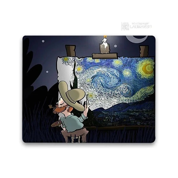 Liten musematte Tegneserie Van Gogh Illustrasjon PC Gamer-skap Tastatur Skrivebordsmatte Dataspilltilbehør Musematte Animematter JH003771 40x50cm