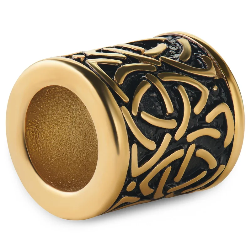 Anillo para barba con nudo celta dorado para hombres - Anillos y cuentas para barba