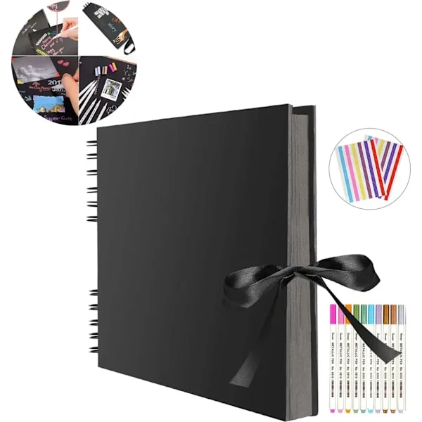 Fotoalbum svart klippbok album designa din egen 40 ark 29x21,5 cm fotobok klistra in DIY
