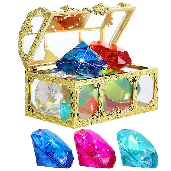 /EA/1 Set Dykjuveler Pool Leksak Färgglada Diamant Dykleksak med Skattkista Barn Falska Diamant Leksak