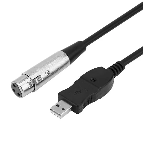 USB Hann til XLR Hunn Mikrofon Mic Studio Audio Link Kabel Adapter Svart