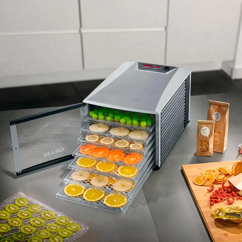Graef GRDA508 Dehydrator, 8 brikker - Kjøp kjøkkenmaskin hos Bakeren og Kokken' - 'Stål