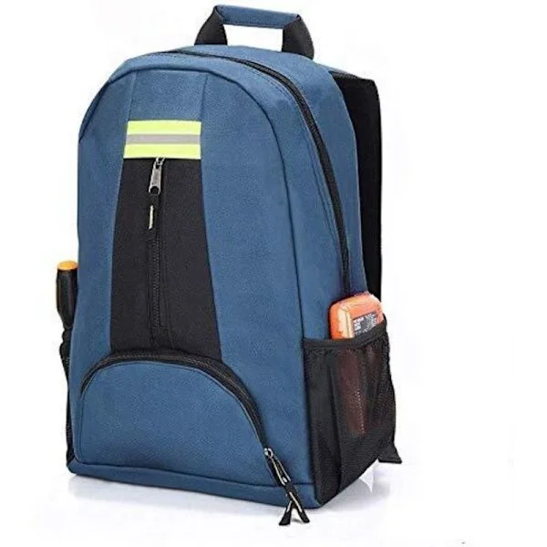 Verktøyryggsekk 46x30x16 cm, 1680D vanntett Oxford-stoff, flerlommeorganisator for elektrikere, refleksstriper
